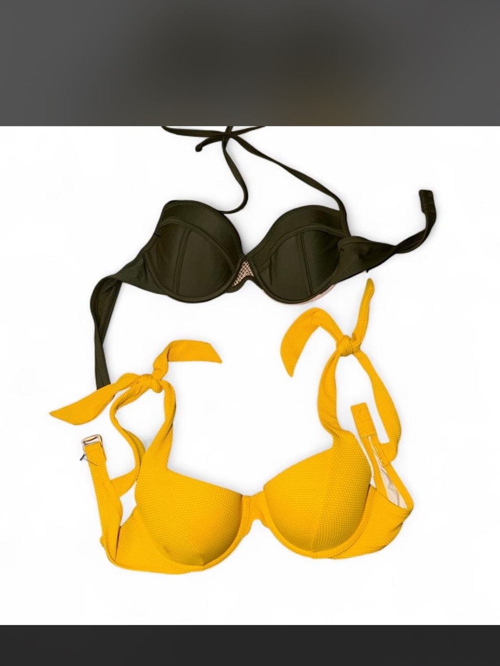 Women’s Yellow and Black Underwire Bikini Tops